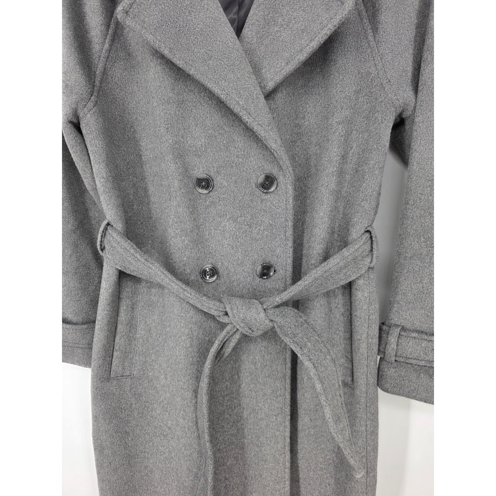 Abercrombie & Fitch Grey Wool Blend Double Breasted Belted Coat Tall Small ST - Picture 3 of 6